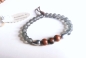Preview: Glasperlenarmband grau mit Holzperlen