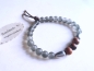 Preview: Männer Glasperlenarmband grau mit holz