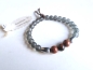 Preview: unisex glasperlenarmband grau mit holzperlen