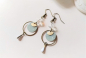 Preview: mint Emaille Ohrringe mit bronze Kreis