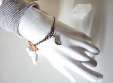 NeXpresso Schmuckdesign - zartes bronze Armband mit Blatt Ranke Vintage