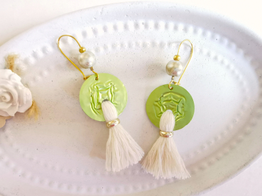 Upcycling Baumwolle Quasten Ohrringe