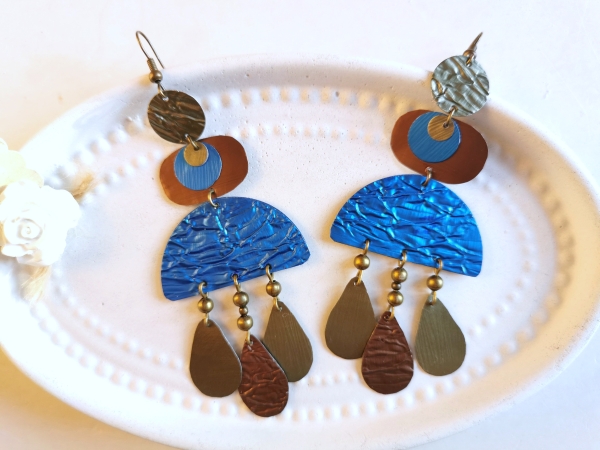 Boho Recycling Ohrringe Halbkreis