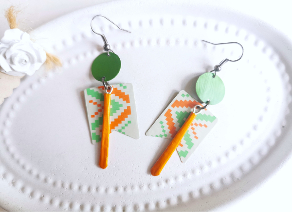 geometrische Pendel Ohrringe recycelt