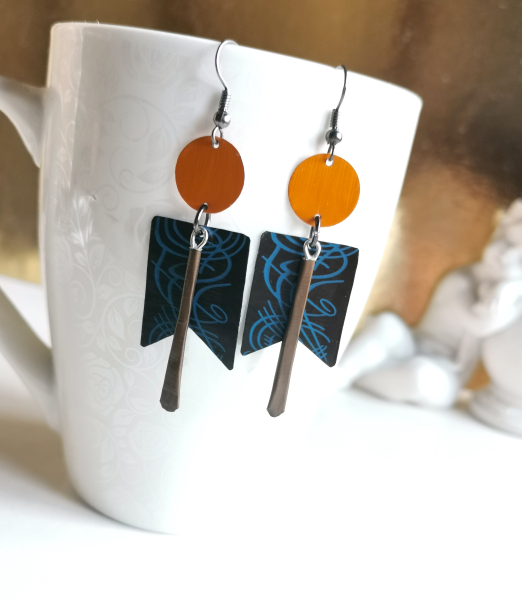 geo Upcycling Ohrhänger Rechteck