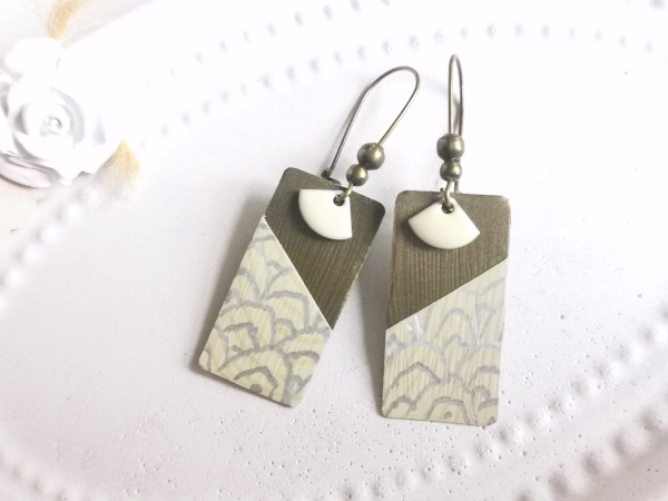 geo Rechteck Ohrringe bronze creme