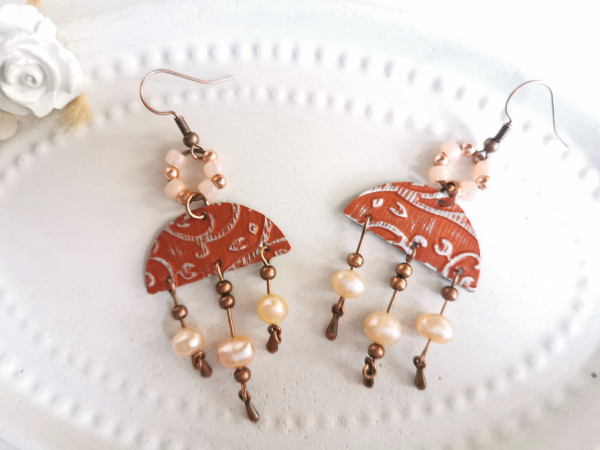 echte perlen ohrringe lachs