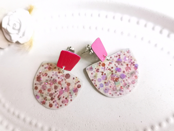 Ohrringe chunky Glitzer pink rosa