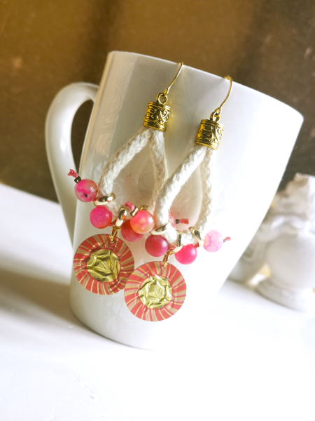 Statement Tropfenohrringe aus Kordel