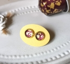 Cabochon Ohrstecker gold magenta