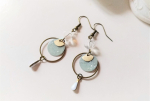mint Emaille Ohrringe mit bronze Kreis